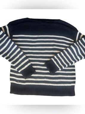 Ralph Lauren Vertical Striped Sweater from the Lauren Collection L Navy / White